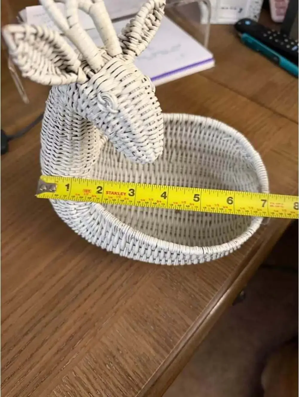 White Wicker Deer Basket